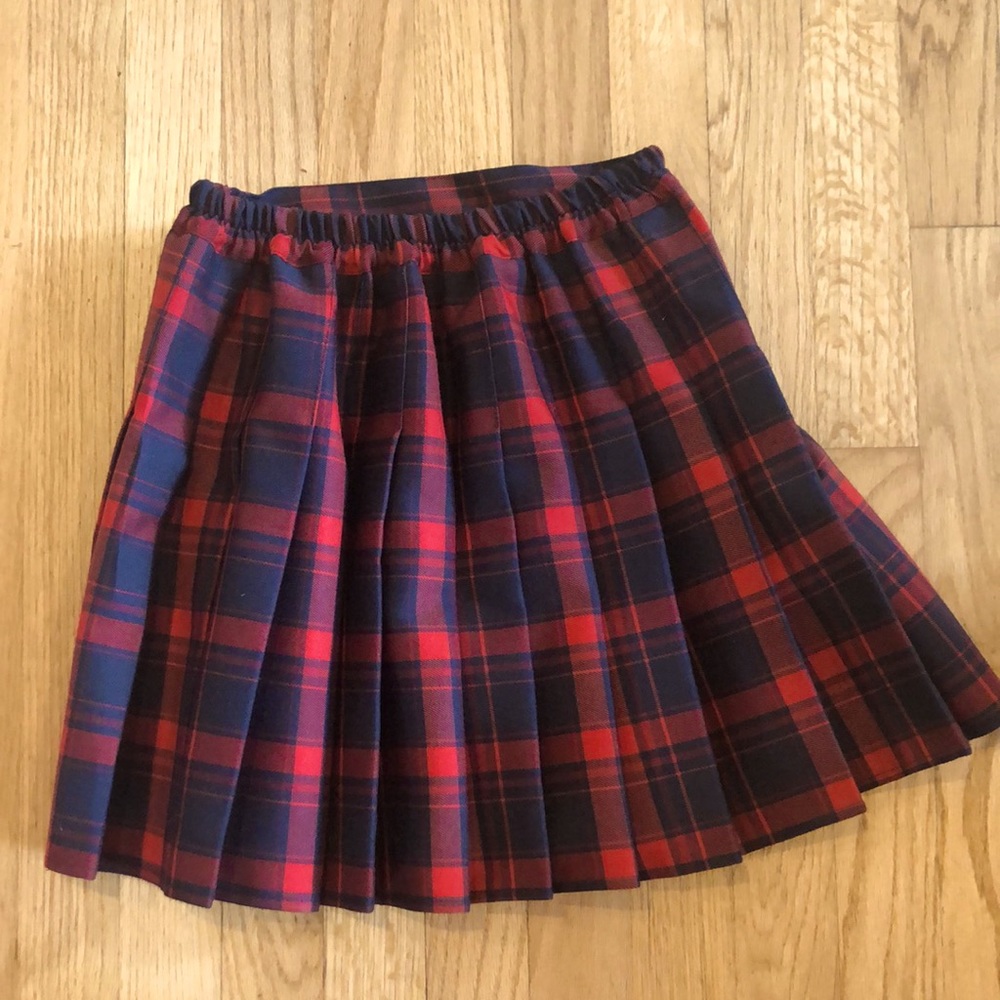 Red and White Pleated Skirt